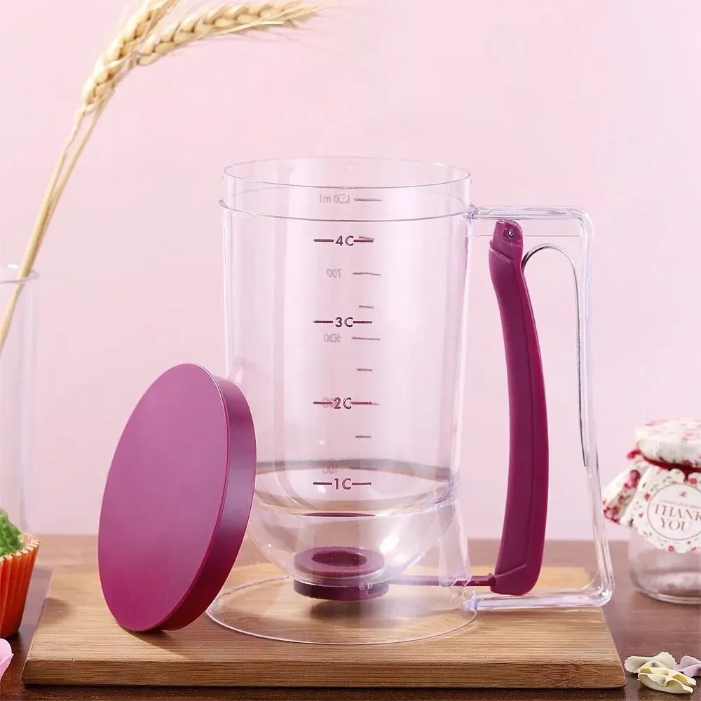 Pancake Batter Dispenser – 4-Cup Batter Dispenser with Squeeze Handle & Measurin